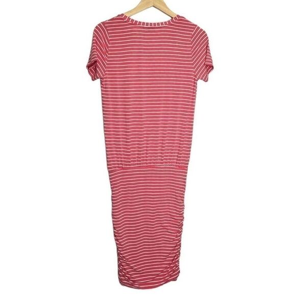 Joules Pink Striped V Neck Short Sleeve Knit Dress Size 4 Casual - Picture 3 of 6